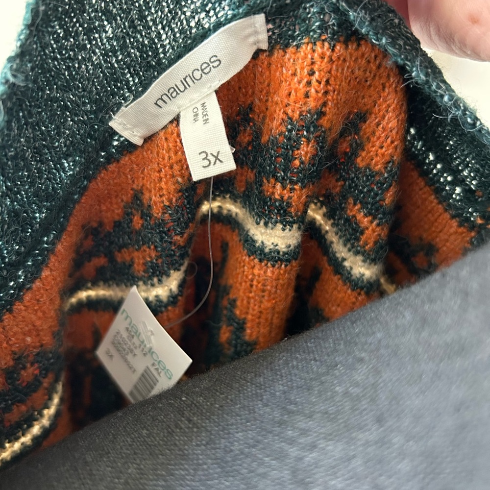 Maurices Teal and Orange Pumpkin Sweater - Picture 2 of 5
